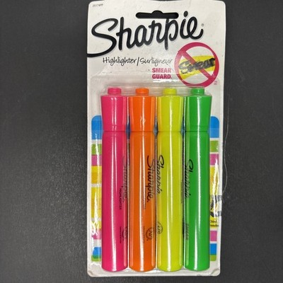 Sharpie Accent Tank-Style Highlighters, Assorted Colors, Chisel Tip, 4-Count