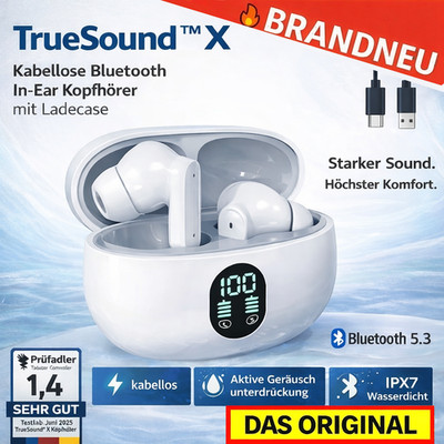 TrueSound  X - Wireless Bluetooth Kopfhörer In-Ear Ohrhörer Kabellos m. Ladecase
