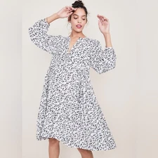 Hatch The Andrea Dress Ivory Garden Party White Black Ditsy Floral Silk Blend S