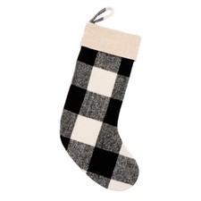 Buffalo Plaid Checkered Holiday Stocking Rustic  Woodsy 20" Black/White Xmas