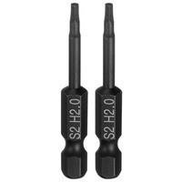 "2X Flache Sechskant-Bits H2.0 FüR Magnetspitze 1/4\" Schaft 5Cm Schwarz"