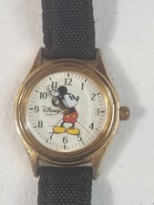 Vintage Disney Time Works Mickey Mouse Quartz Watch - Gold Tone - New Battery