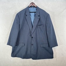 Oak Hill Blazer Mens 3XL Blue Check Two Button Sport Coat Big Tall Jacket Formal
