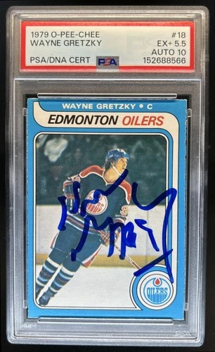 1979-80 O-Pee-Chee Wayne Gretzky Auto Rookie RC #18 Oilers PSA 5.5 Auto 10