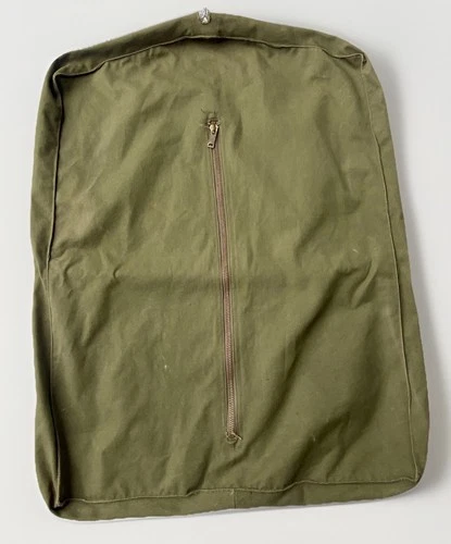 Vintage WWII OD Military Canvas Officers Uniform Garment Bag DOZ4 Zipper B-4