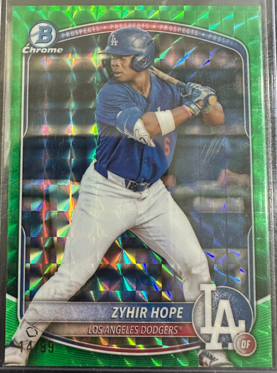 2025 Bowman Chrome ZYHIR HOPE #BCP-2 Dodgers Green Geometric Refractor /99