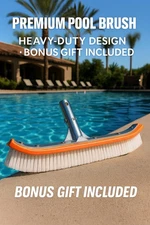 Heavy-Duty Pool Brush 18” | Premium Curved Design + Bonus Gift Included
