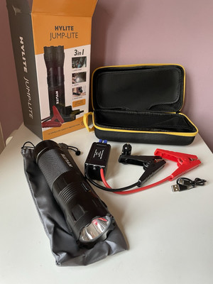 Hylite Starthilfe 3 in 1 LED Taschenlampe & Powerbank USB Ladegerät tragbar mit Koffer