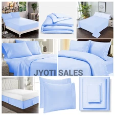 Bedding Collection 1000 OR 1200 TC Egyptian Cotton Sky Blue Solid Select Item