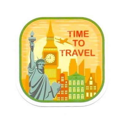 Time To Travel Vinyl Sticker Statue of Liberty Big Ben Global Souvenir Gift