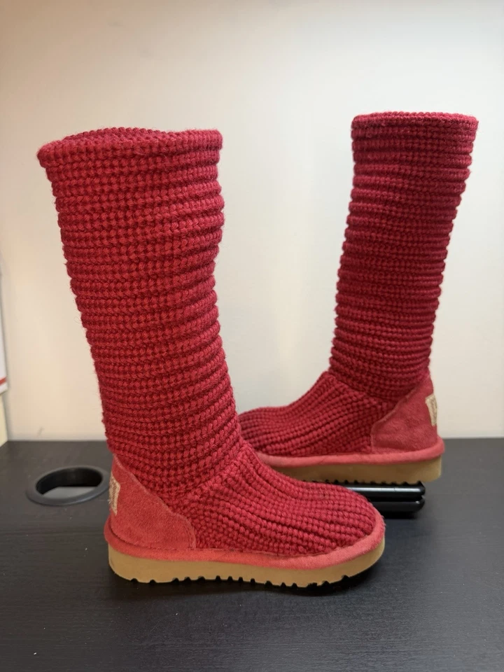 UGG ботинки Cardy II высокий красный трикотажа зимние дети ясельного возраста Sz 8 многоцветный кнопки - Изображение 4 из 4