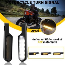 For Honda Chopper LED Motorcycle Turn Signals Amber Blinker White Running Light