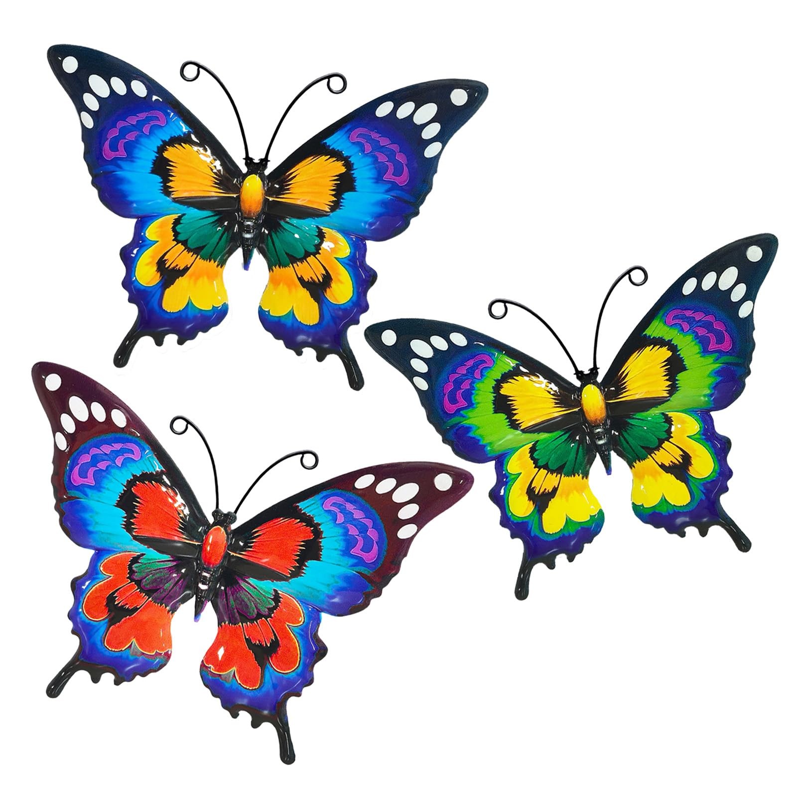 Papillon de jardin en métal ciselé art mural fait main lot de 3 pièces