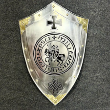 Réplique de bouclier templier médiéval - emblème Sigillum Militum Xpisti - ch...