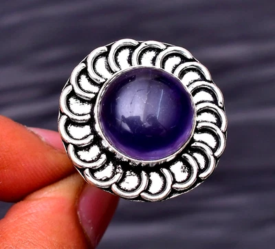 Bague bijou en argent sterling 925 pierre précieuse améthyste taille 9,5 - Photo 1/4