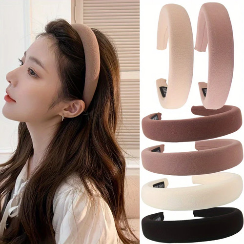 Wild Solid Color Sponge Headband for Women Fashion Girl Wash Face Wide Edge - Picture 12 of 40