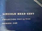 Lincoln Head Cent Collection 1909-1940, Number One Book #9004 Incomplete.