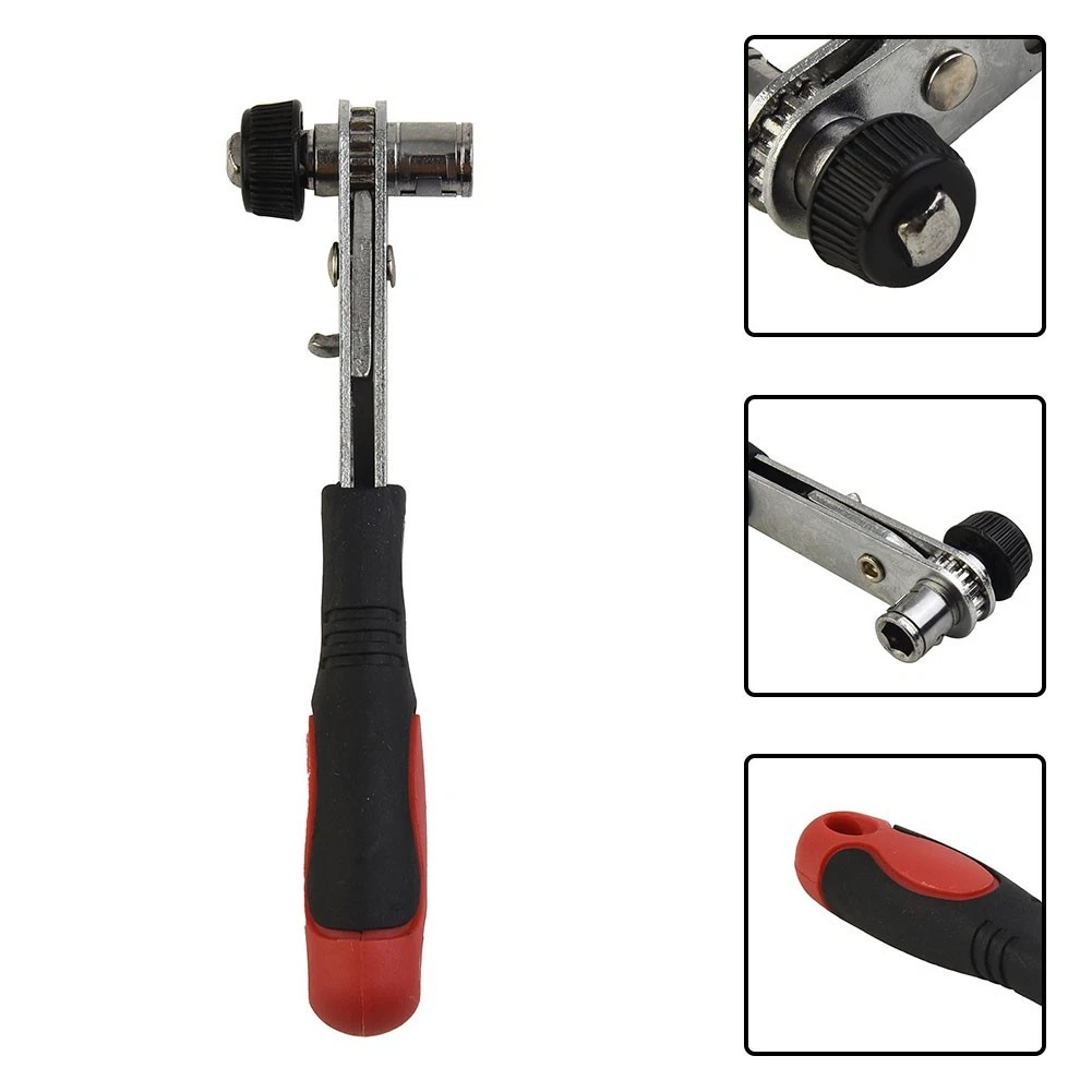 SabreCut 1 X MRSC07 7-in-1 Flex Head 6.3mm 1/4" HEX Magnetic Mini Micro Ratchet With Extension Bar 14 Square Drive Socket Adapter Stainless Steel 60 Tooth Gear Hand Ratchet - Foto 7