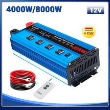 4000W 8000W Pure Sine Wave Power Inverter DC 12V To AC 110V Car Converter 4AC US