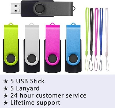 4GB Speicherstick 5er Pack USB Stick, USB Stick 4GB Metall bunt