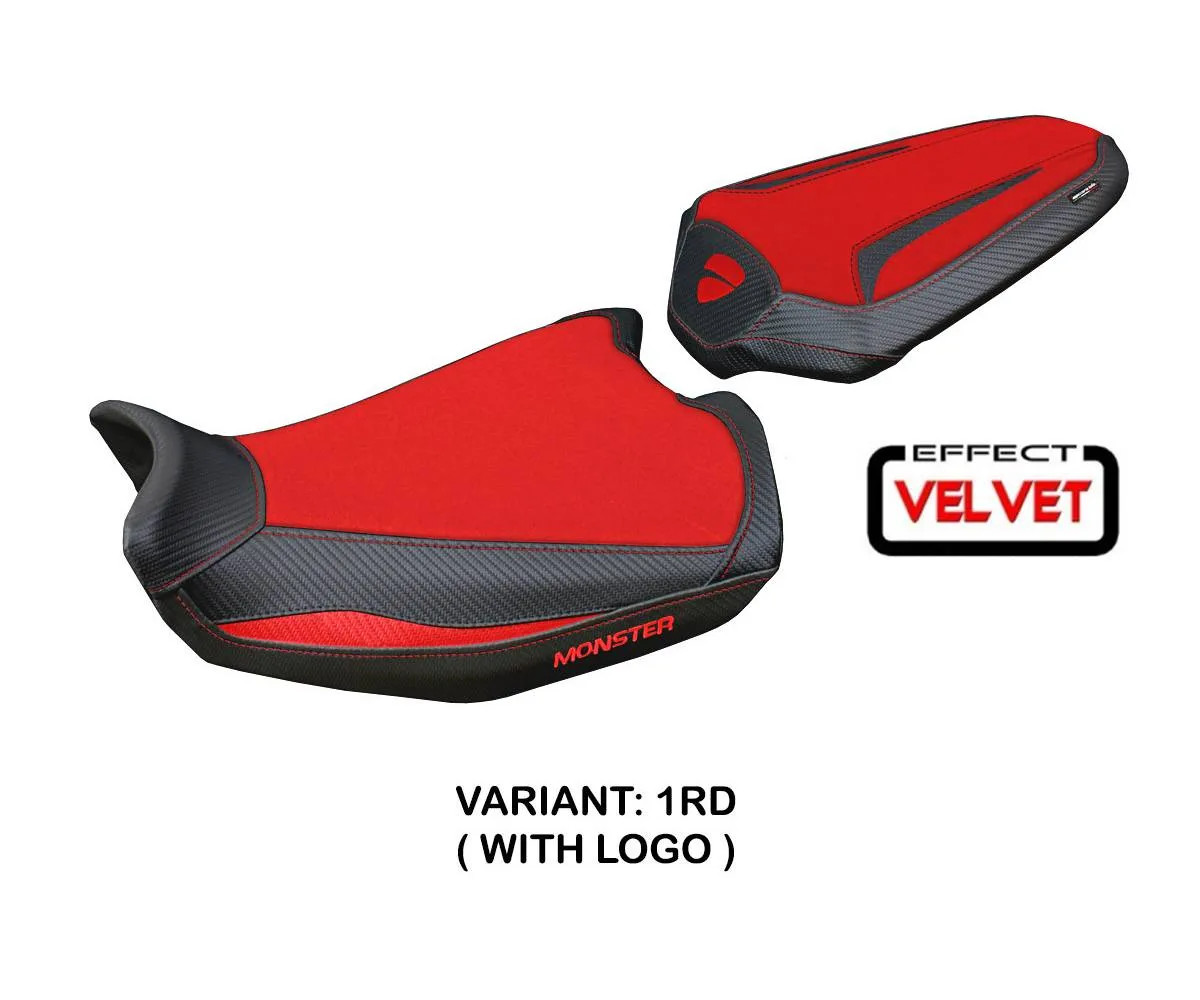 Seat cover Linosa Velvet Red + logo Tpz comp DUCATI MONSTER 937/950 2021 2026