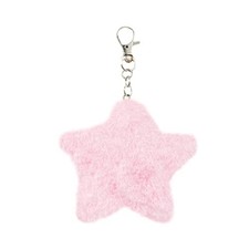 Cute Plush Five-Pointed Star Charm Keychain Soft Stuffed Ornament Keyring Pink