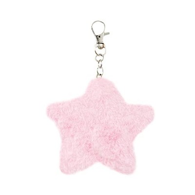 Cute Plush Five-Pointed Star Charm Keychain Soft Stuffed Ornament Keyring Pink