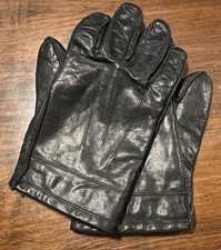 Black Lambskin Leather Gloves Fleece Lined Size Medium