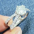 1.5 Ct Vvs1 White Round Cut Moissanite Engagement Ring Sterling Silver Size 7