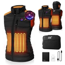 Heated Vest for Women with Detachable Heated Hood, Smart Electric Large Black