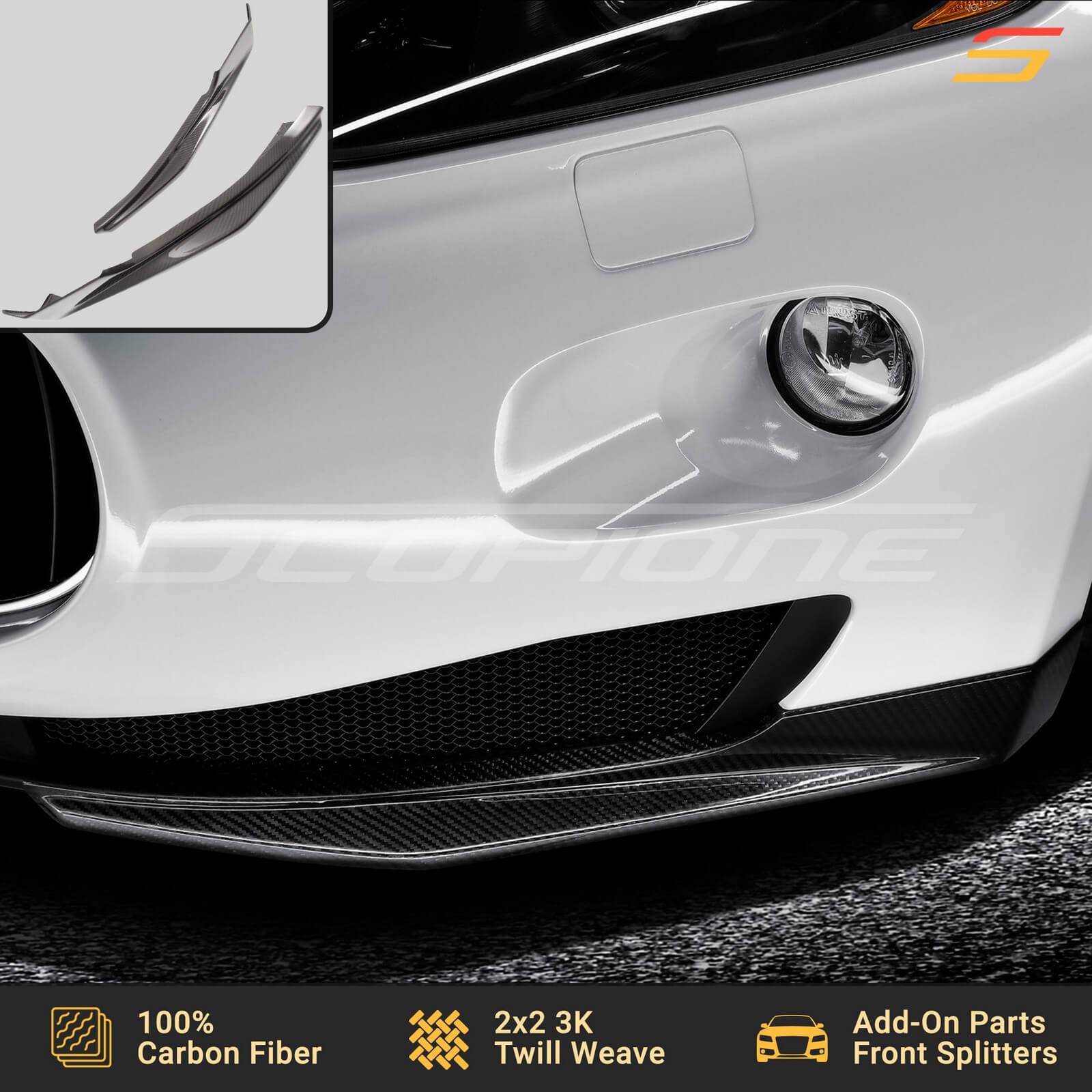 Scopione Carbon Fiber Front Splitters Lip for Maserati 08-17 GranTurismo Cabrio