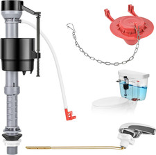 Universal Toilet Flusher Replacement Kit, Adjustable Fill Valve, 2-Inch Flapper,
