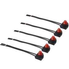 5 PCS RV Push Button Switch 12V Mini Waterproof On Off for LED Car Boat Red