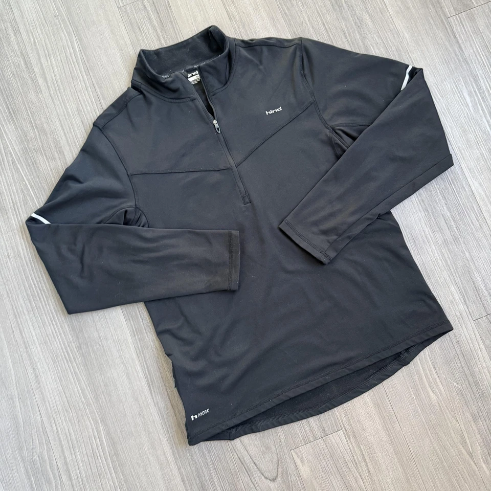 Pullover trasero para hombre mediano negro Hydra correr media cremallera manga larga agujeros para los pulgares Foto 2 de 4