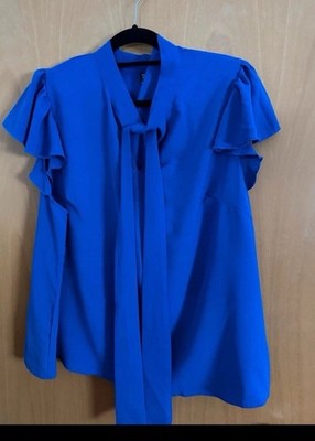 Royalblaue Schluppenbluse 50 Shein Curve Ärmellos