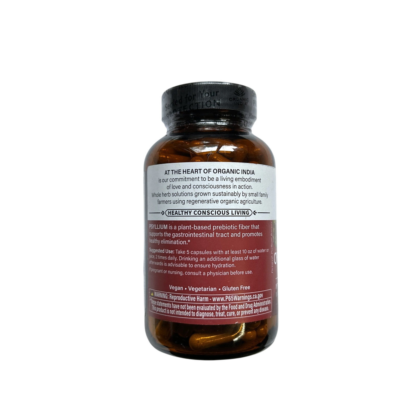 Organic Psyllium Fiber, 180 Veg Caps (0.52 g per Capsule)