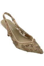 Betsey Johnson Women's Nikki Mesh Flower Beaded Slingback Pumps Blush