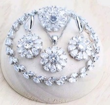 Sterling Silver Jewelry Set Rings, Earrings, Bracelet, And Necklace