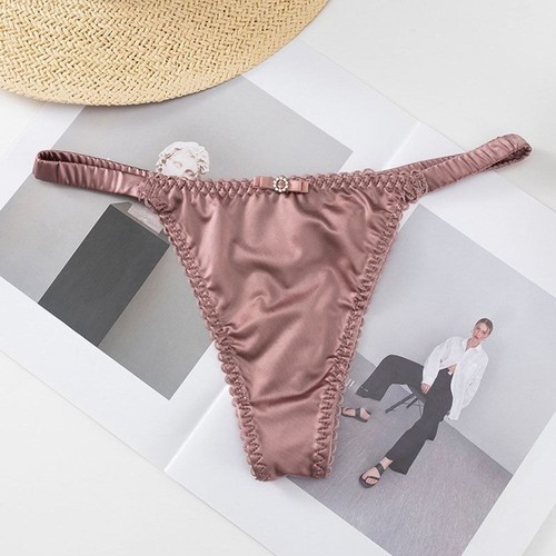 Color For Women For Girl Women Thong Satin Briefs Female Lingerie Bow Panties - Picture 10 of 22