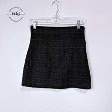 NWT Zara High Rise Textured Side Zip Mini Skirt Office Party Black Women XS