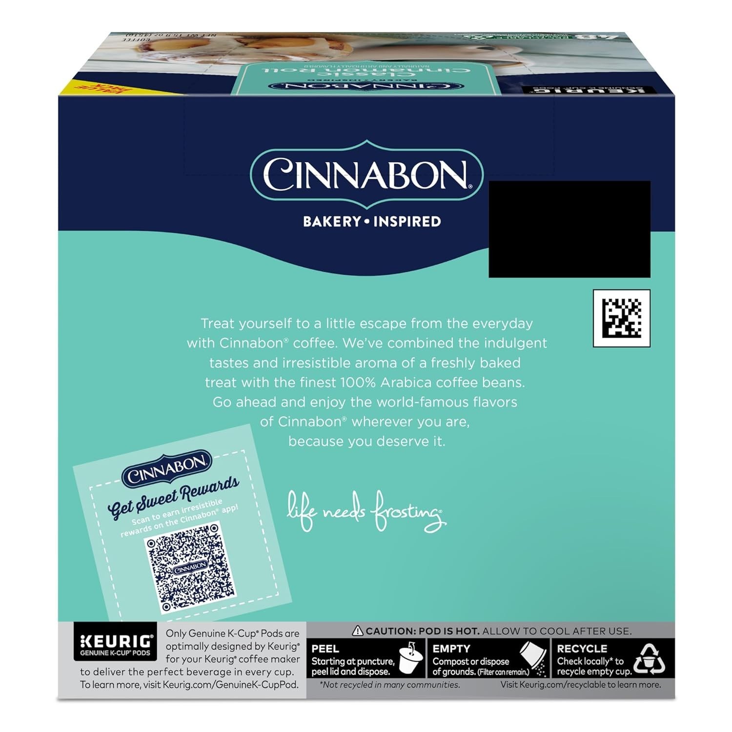 Cinnabon Classic Cinnamon Roll, Light Roast Coffee K-Cup Pods, 96 ct.