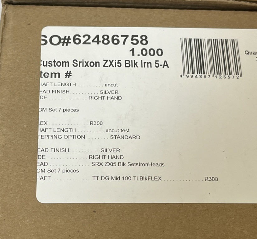 Srixon ZXi5 Blackout 5-AW RH DG Mid 100 Tour Issue R300 +2 Over