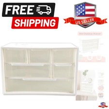Mini Desk Drawer Organizer with 6 Clear Drawers - 7" x 3.9" x 4.7" Small Plas...