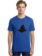 Haunted-House Mens Graphic Tee, 100% Cotton, Casual Summer Wear