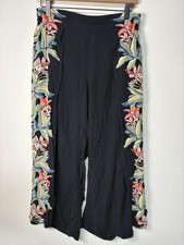 Billabong Flyaway Pants Women's M Split Spirit Black Tropical Print Wide Leg