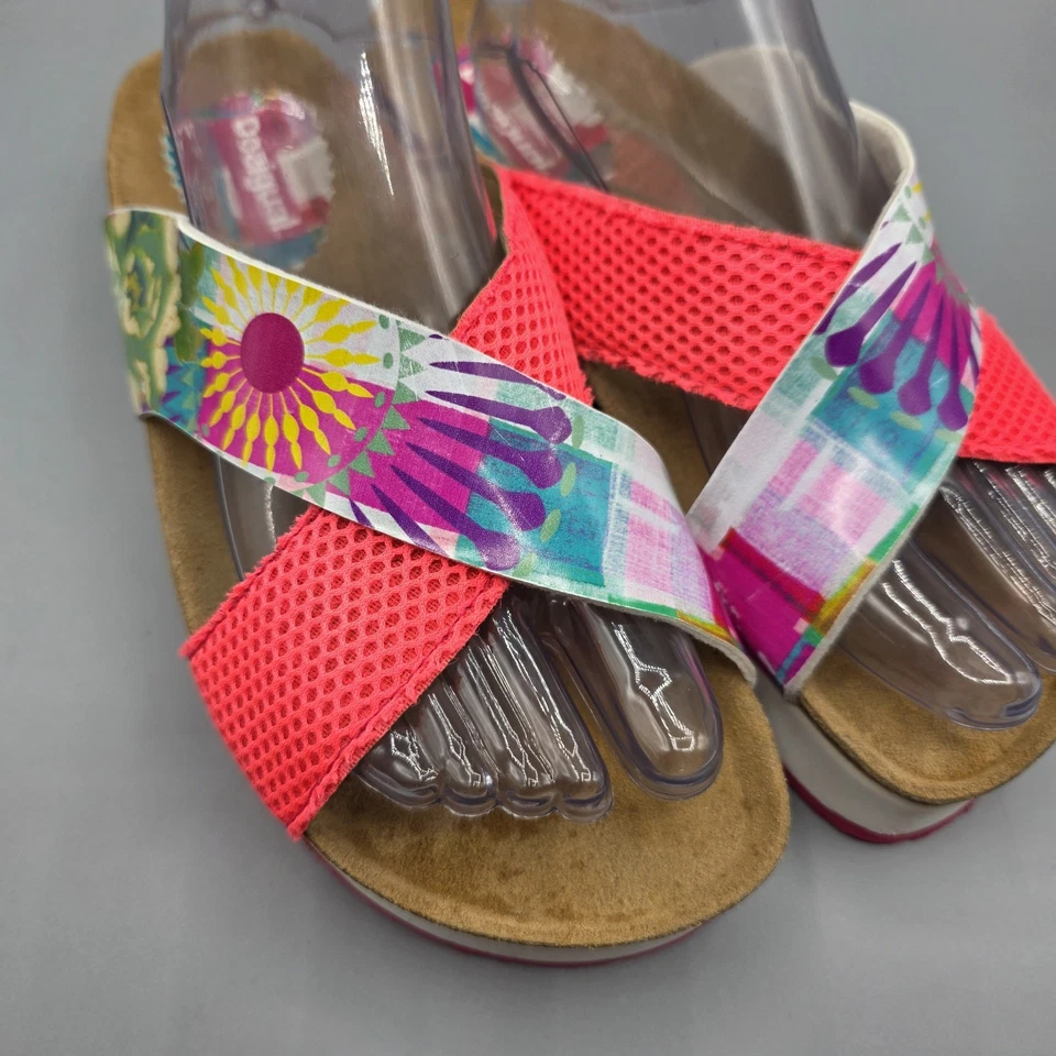 Desigual сандалии женщин 39 розовый многоцветный платформе горки туфли пробковые ремни - Изображение 2 из 4