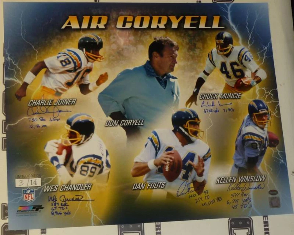 Chargers Air Coryell Signed 20x24 Photo PSA/DNA Dan Fouts Kellen Winslow Muncie - Image 2 of 4