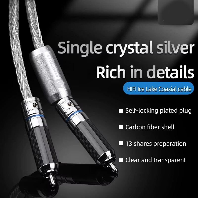 HIFI pure single crystal silver coaxial cable HiFi RCA 75 ohm digital subwoofer