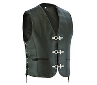 Herren Lederweste Kutte Motorrad Biker Leder Weste Clubweste Chopper Weste LE3CO