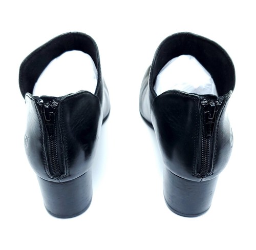 Born Women's 8.5M Black Leather Ankle Booties Heeled Rear Zip - Picture 6 of 14